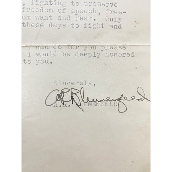 Aircraft Scouting Office Letter 1942 From AR Blumenfeld to Viola K Binkley - Picture 5 of 5